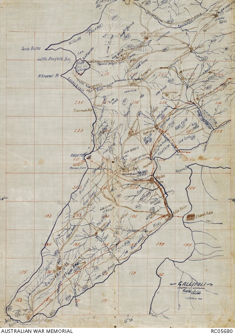 Contemporary map of the Gallipoli peninsula