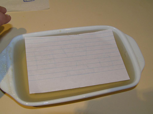 Blank paper placed on the gelatine