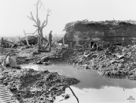 Garter Point pillbox on the battlefield near Zonnebeke, 24 October 1917