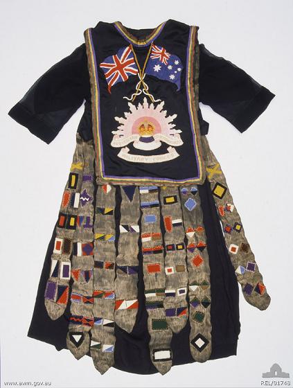 The outfit made for Mrs Rattigan by three double amputees (REL/01748)