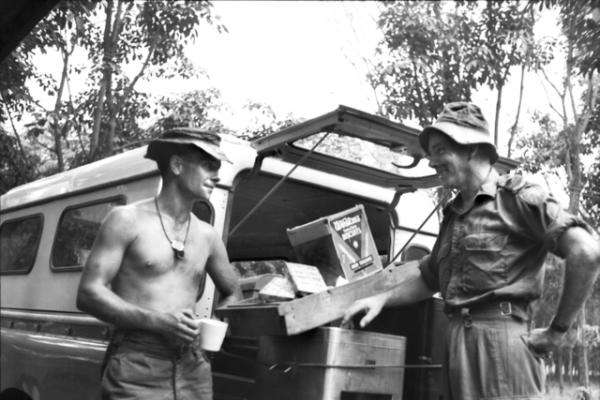 Salvation Army officer distributing comforts to Australian troops, 1967