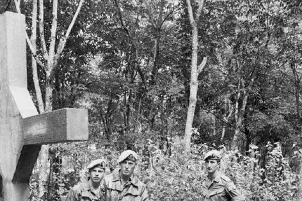 Australian soldiers at the Battle of Long Tan Memorial on the fourth anniversary of the battle, 18 August 1970