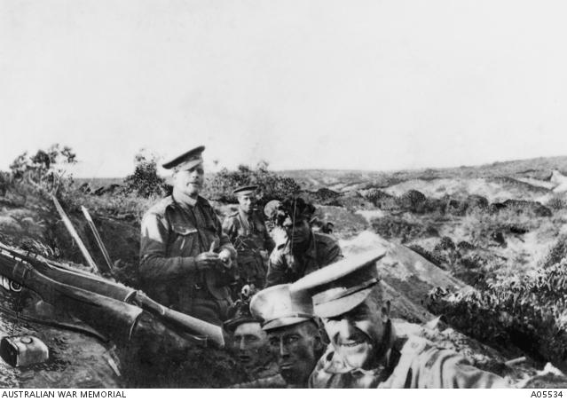 Members of 13th Battalion occupying Quinn's Post on the heights above Anzac Cove.