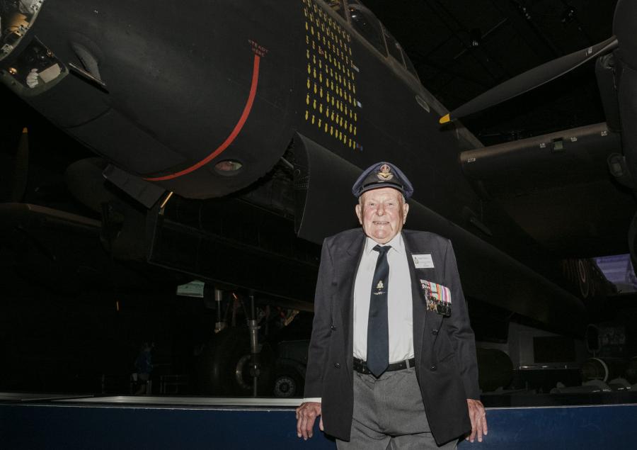 97 year old Edgar Pickles DFC former Bomber command veteran, with G for George, Feb 20 2018
