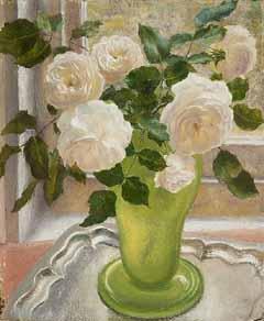 Roses in a green vase