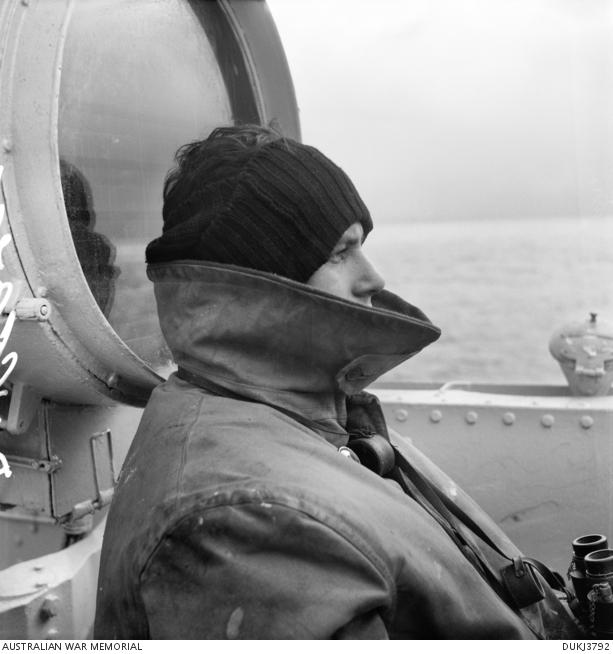 "Harold Dunkley, Portrait of an unidentified crewmember of the RAN destroyer HMAS Bataan, c. February 1951 DUKJ3792"