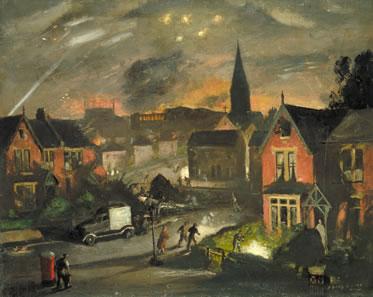 Incendiaries in a suburb, 1941 