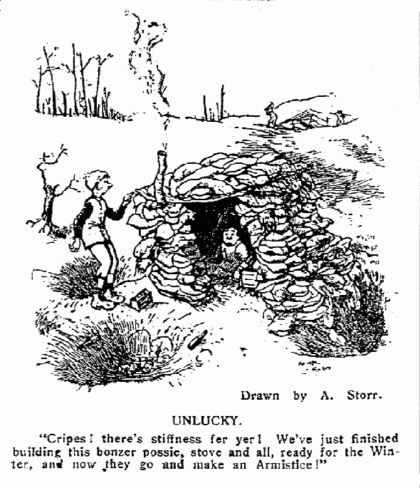 A cartoon by A. Storr, from the AIF magazine Aussie, 1918