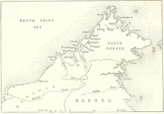 Map of North Borneo and Sarawak area