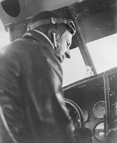 Kingsford Smith in the cockpit of the Southern Cross,