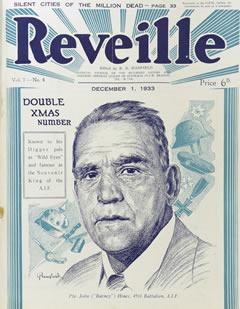 Barney Hines featured on the cover of the returned soldiers’ journal, Reveille, in December 1933.