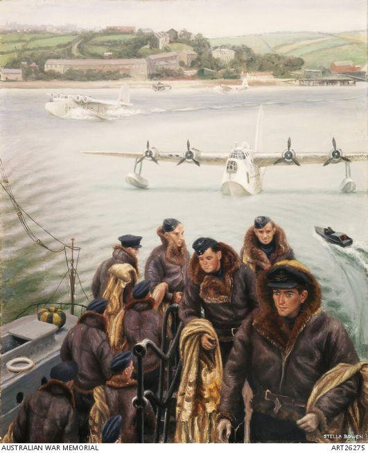 A Sunderland crew comes ashore at Pembroke Dock 1945