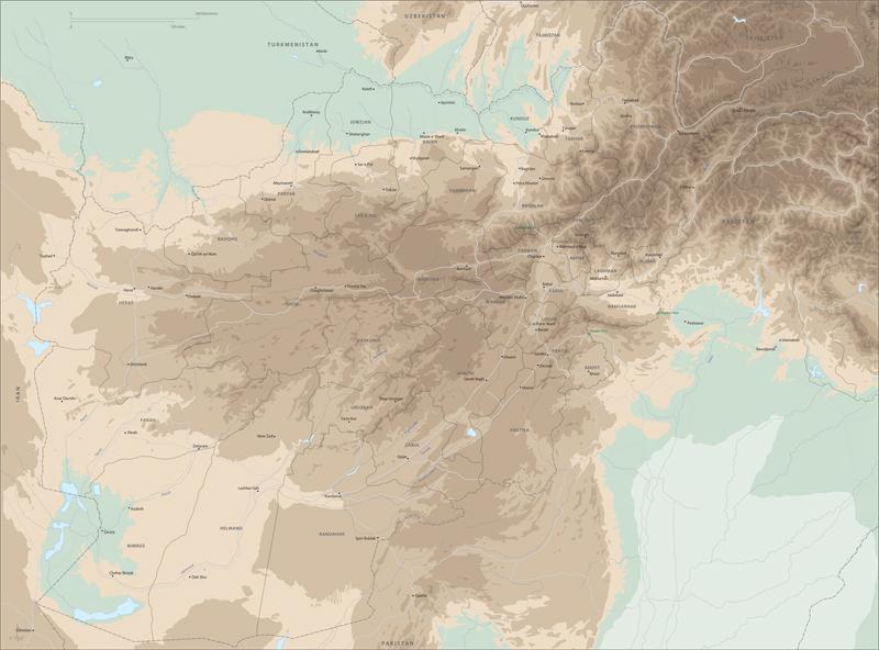 View large version of the map of Afghanistan