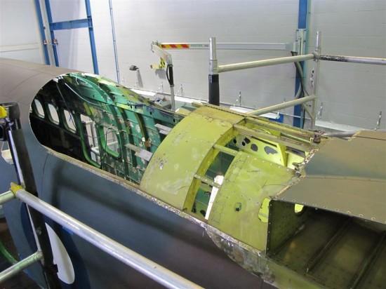 Upper rear fuselage of A16-105 after removal of excess skin