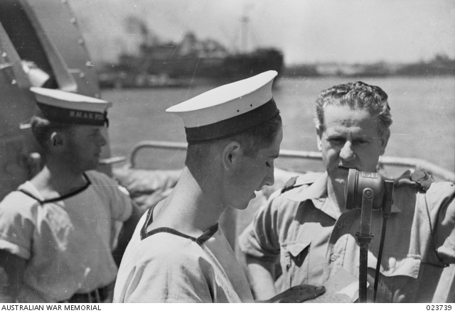 Recording on the deck of HMAS Perth