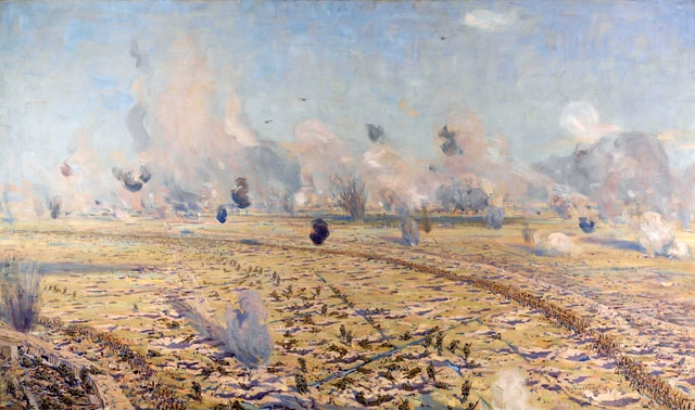 Charles Wheeler's painting of the battle of Fromelles