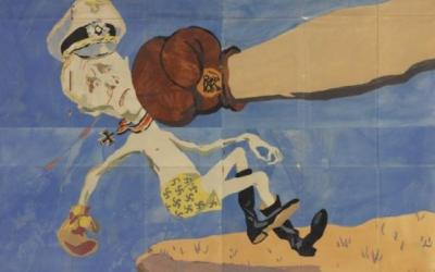 Kukrynisky, Boxing in the Desert, 15 April 1943, stencil and ink on paper, ARTV09262