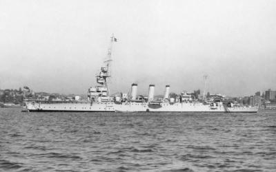 HMAS Adelaide, March 1940. Photograph by Frank Boase Studio. AWM 300090.