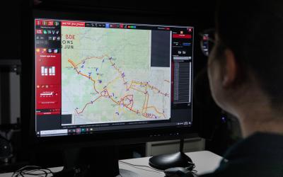 Computer screen with a map being digitised