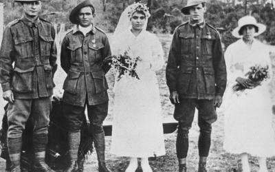 Wedding portrait of William Wallace Chatfield and his bride, Mary Jane Cain