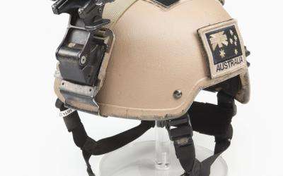 This cutaway combat helmet was donated to the Australian War Memorial by a member of the Australian Special Forces.