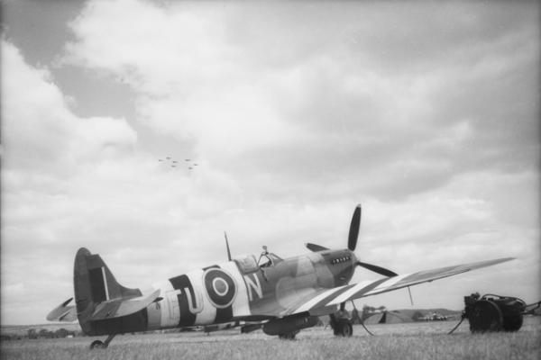 A Spitfire of No. 453 Squadron, RAAF, being prepared for take off from Ford, England, on D-Day, 6 June 1944.