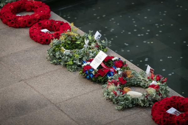 Wreaths by the pool of reflection