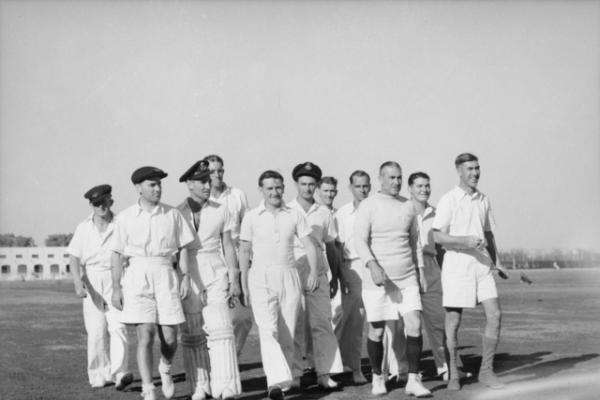 In February 1945, a team representing the Royal Australian Air Force (RAAF) takes to the field to play a ‘test’ against a Royal Air Force (RAF) team in New Delhi, India. The Australian team was captained by former Australian test captain Flight Lieutenant Vic Richardson (third from the right). Three of his grandchildren, Ian, Greg and Trevor Chappell, played test cricket for Australia in later decades. 