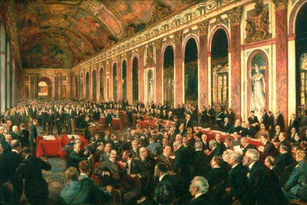 The Signing of the Treaty of Peace at Versailles, 28 June 1919 by Joseph Finnemore, 1919, oil on linen, 165 x 247 cm. Australian War Memorial ART16770