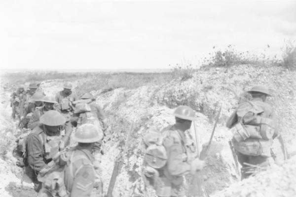 Soldiers in a communication trench
