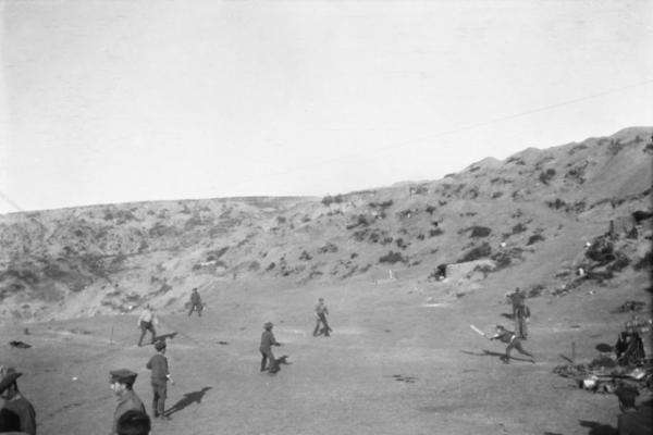 A game of cricket was played on Shell Green in an attempt to distract the Turks 