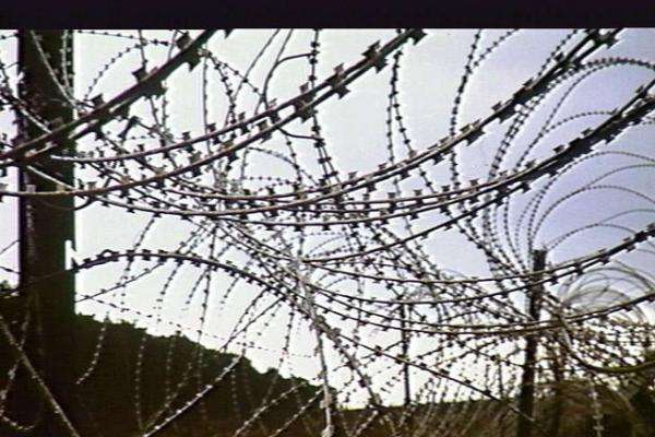 Razor wire around 1st Australian Task Force Base, Nui Dat, 1968