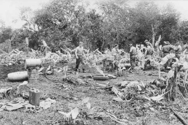 3rd Field Troop, Royal Australian Engineers, pumping diesel mist into a Viet Cong tunnel system,