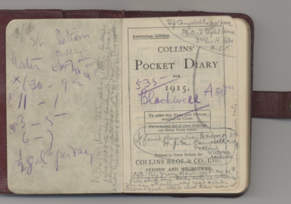 Pocket diary of Sydney James Campbell, May-July 1915