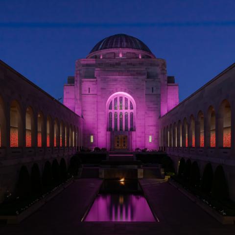 Memorial illuminated purple