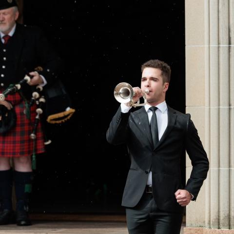 Jackson Boyd sounding the last post at the Australian War Memorial