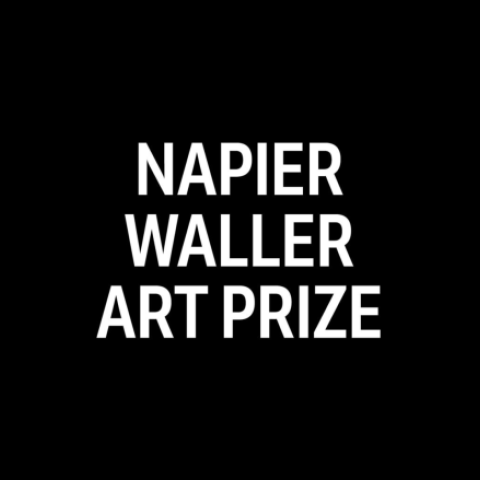 Napier Waller Art Prize logo, white text on black background