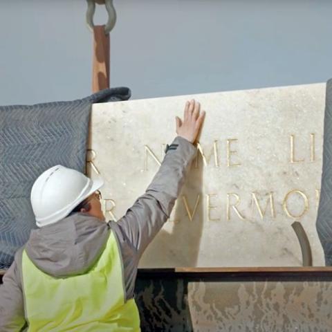 After a temporary relocation lasting nearly three years, the Memorial's iconic Stone of Remembrance is back where it belongs – at the heart of the Memorial's new Parade Ground.