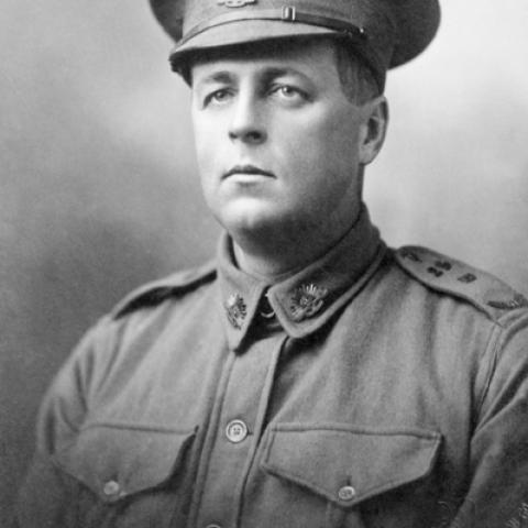 Studio portrait of 1732 Private (Pte) Roydon Hoadley Pinhey, 25th Battalion. After serving at Gallipoli he was promoted to Corporal and was initially reported as missing in action in France. A later Court of Enquiry determined that he had been killed in action 29 July 1916 at Pozieres, aged 32. He is commemorated on the Villers-Bretonneux Memorial. Accession No. H06566
