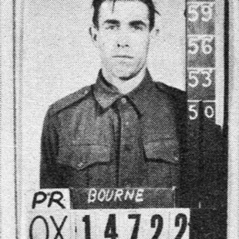 Qld. Paybook photograph, taken on enlistment, of QX14722 Corporal Patrick James Bourne. Photo: Australian War Memorial P02468.049.