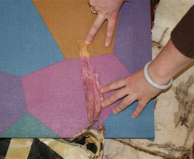 Underside linen against original yellow and pink