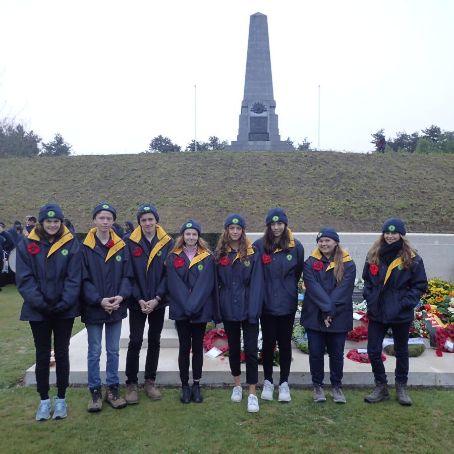 A group photo a Polygon Wood following the Anzac Day Dawn Service.