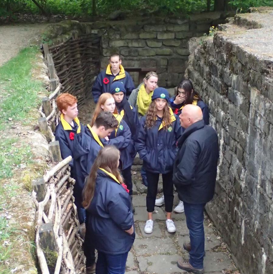 Battlefield guide Koenraad Dumolin discusses life in the trenches at Bayernwald Trenches, near Messines.
