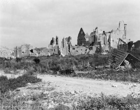 Ruins of Lagnicourt Church 1917 (AWM E04580).