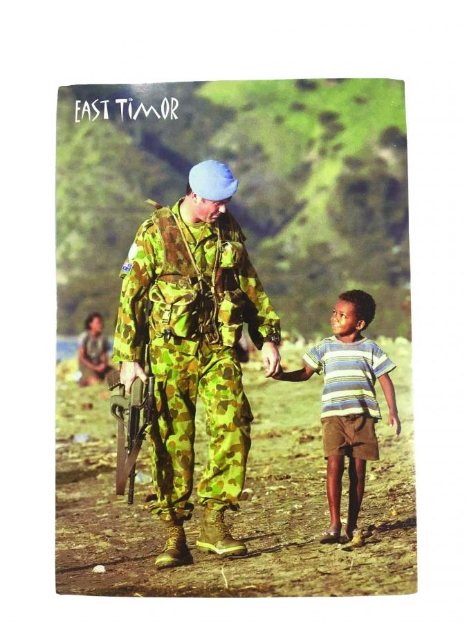 Gary Ramage took this photograph in East Timor, 2001. The image is one of several that were made into postcards, and given to Australians serving in East Timor.