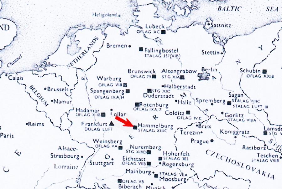 Location of Stalag XIII C prisoner of war camp in Germany