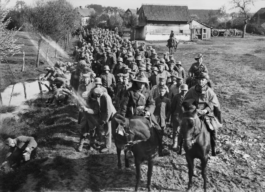 German prisoners of the Australians at Broodseinde Ridge all on horseback