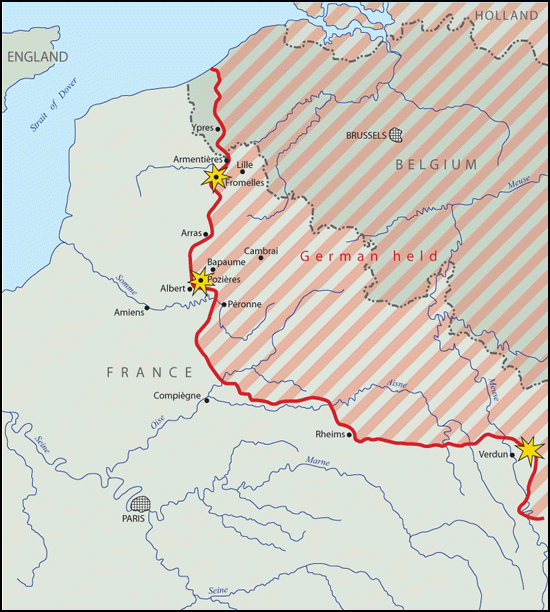 Map of the Western Front 1916
