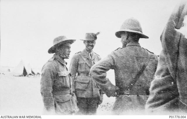 Egypt, 1915. Lieutenant-General Sir William Riddell Birdwood, at right with his back to the camera