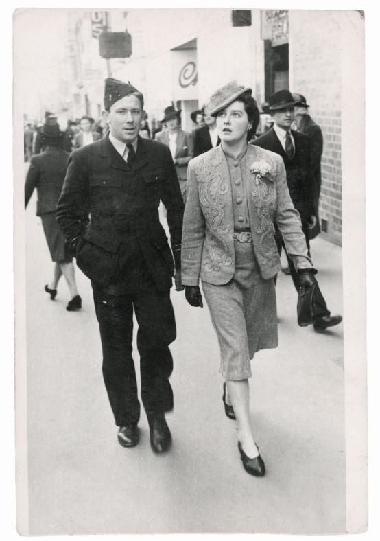 Flight Lieutenant Bryan Rofe and Patricia Rofe on their honeymoon in Melbourne in June 1942.